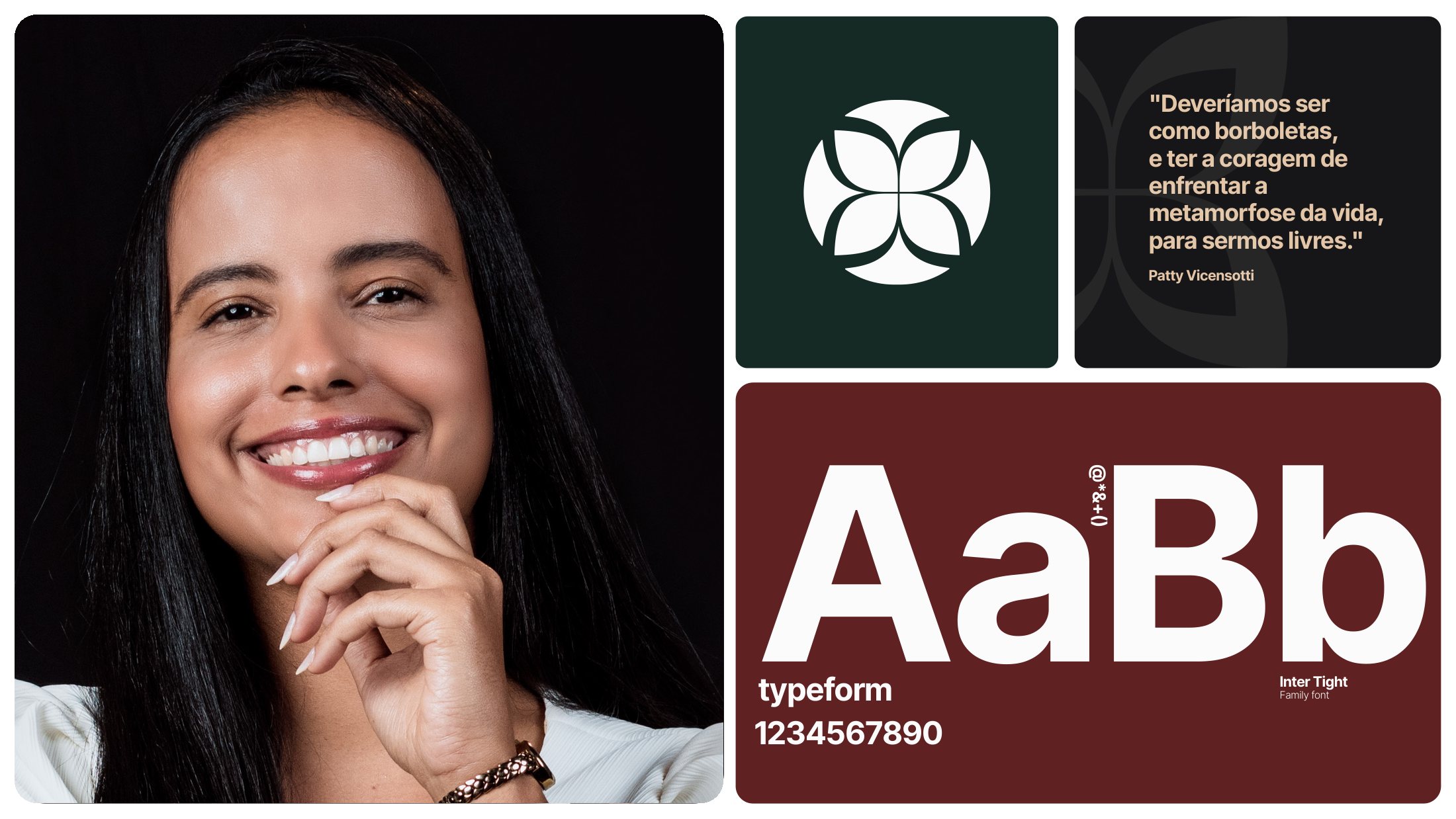Retrato, símbolo, cita y tipografía de apoyo
