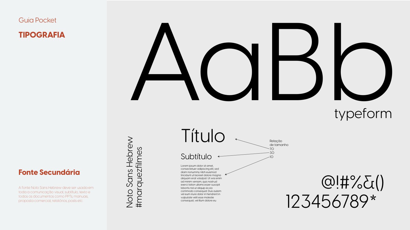 Tipografía secundaria — Noto Sans Hebrew para textos