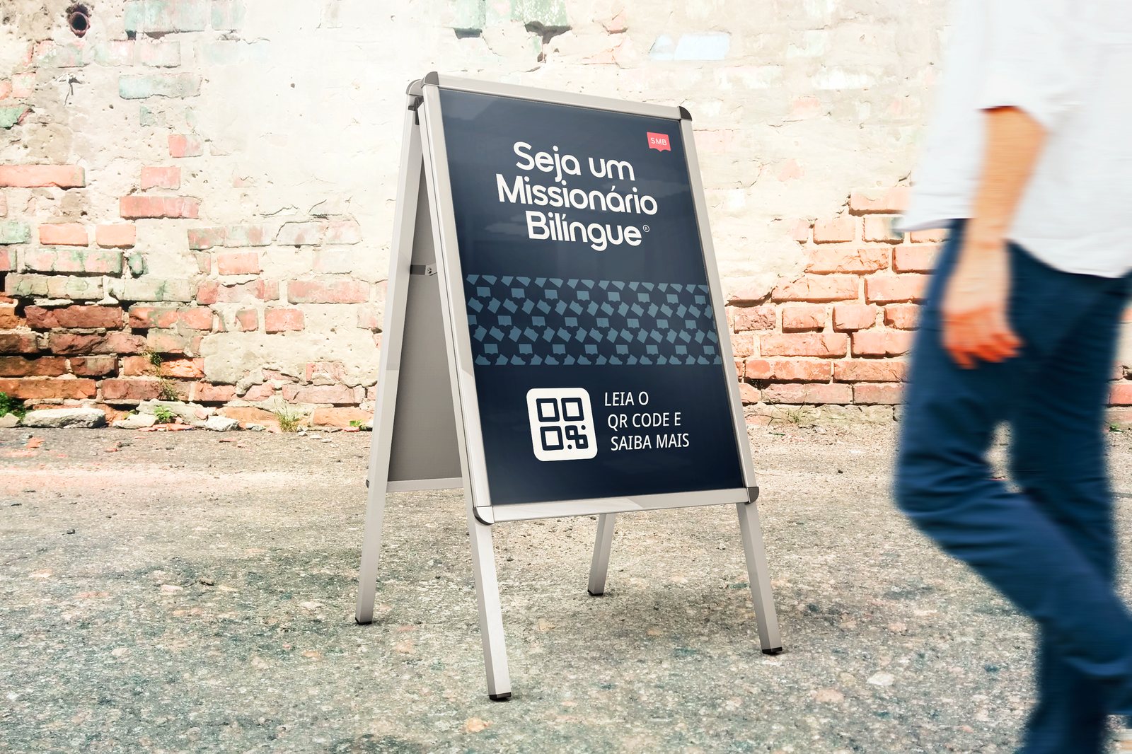 A-frame sign — 'Scan the QR code to learn more'