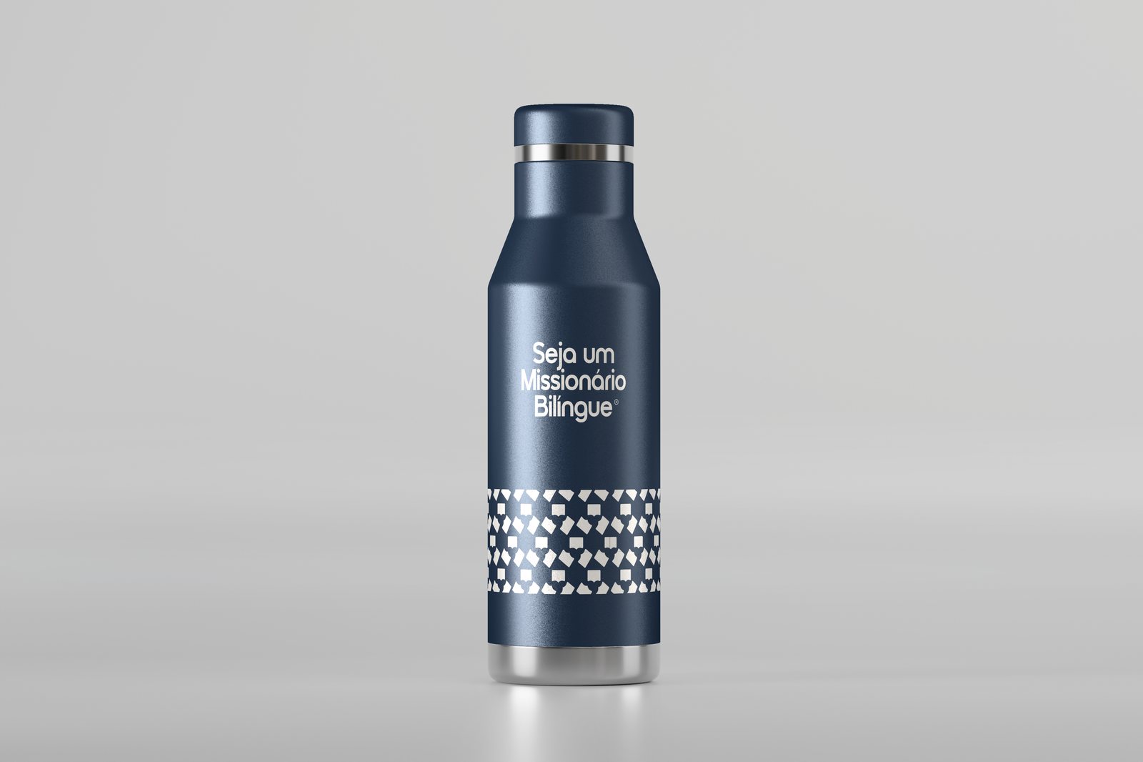 Bottle — white signature with a pattern band