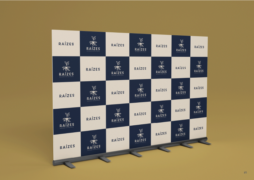 Institutional backdrop — chromatic grid for events